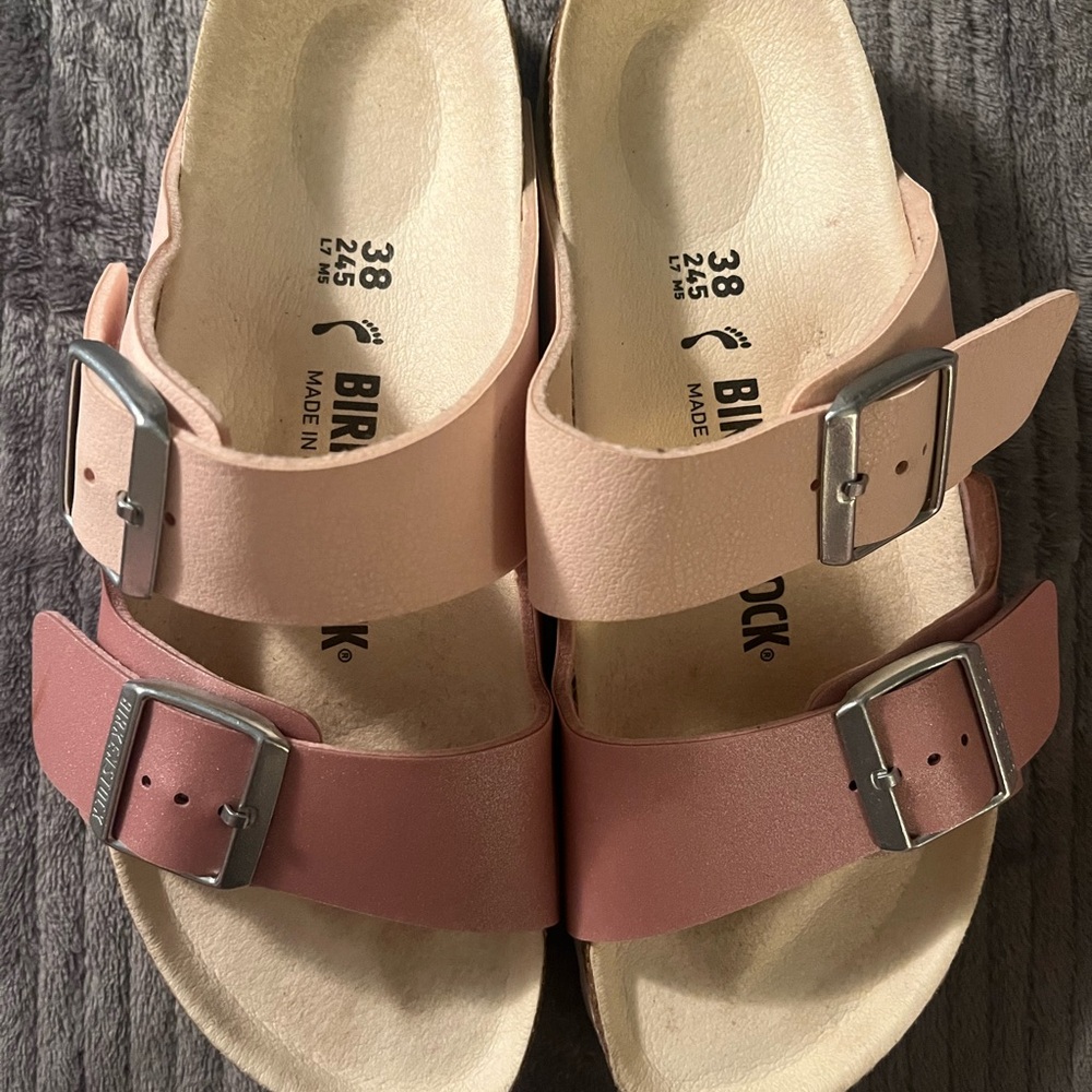 Birkenstock Blush and Beige Sandals